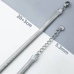 Браслет родований широкий плоский Снейк, р.20+3см, медзолото XUPING