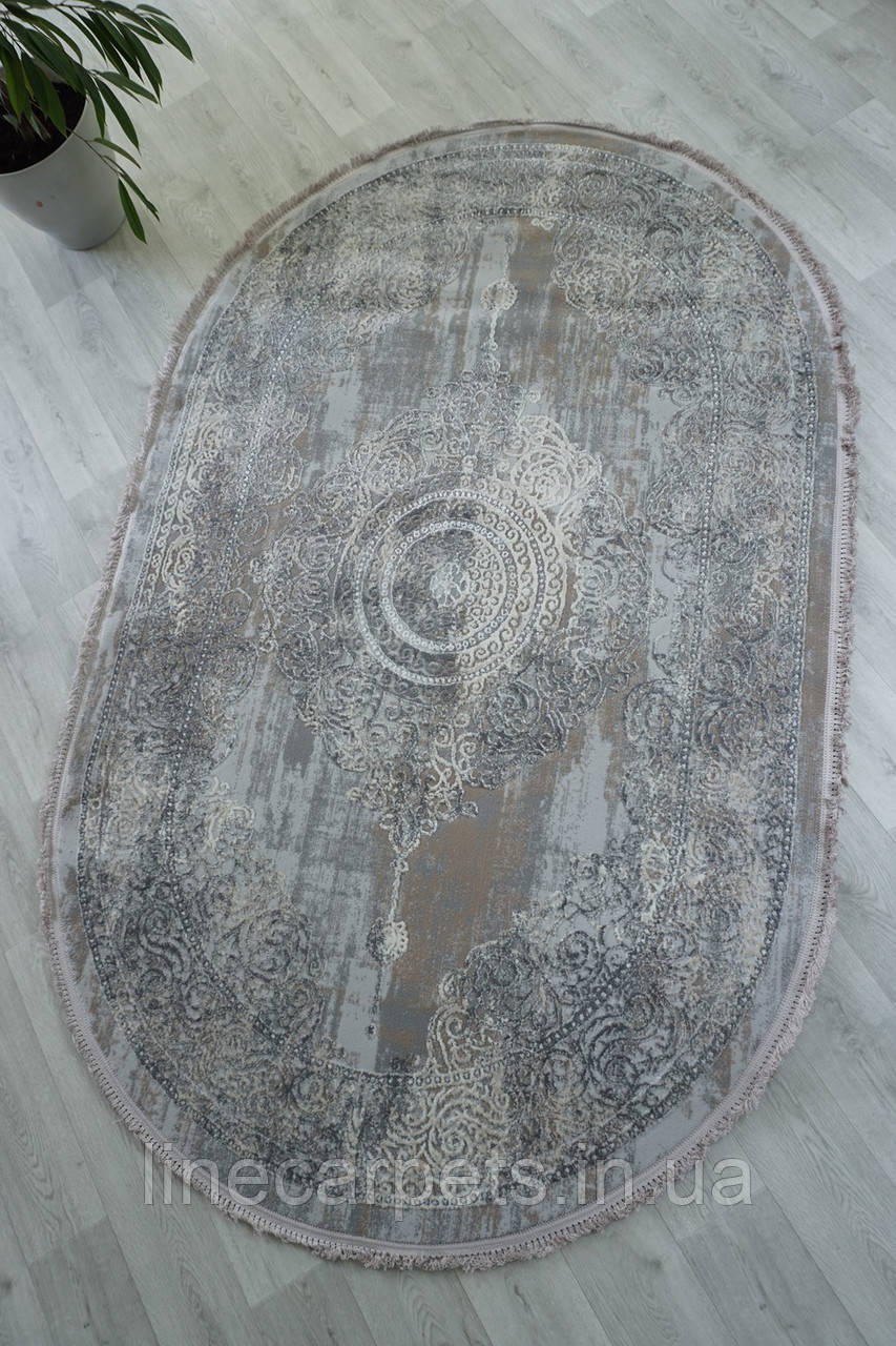 Класичний сірий овальний килим LEVADO 03710D L. GREY-BEIGE, фото 1