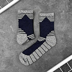 Сині із сірими вставками чоловічі шкарпетки спортивні Pobedov Heat XL