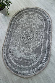 Класичний сірий овальний килим LEVADO 08098A L. GREY