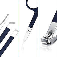 Манікюрно-педикюрний набір RESTEQ з інструментами для догляду за обличчям — 18 предметів у стильному синьому футлярі, фото 2