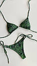 Купальник жіночий бікіні на зав'язках Moana зелений пітон, фото 3
