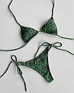 Купальник жіночий бікіні на зав'язках Moana зелений пітон, фото 4