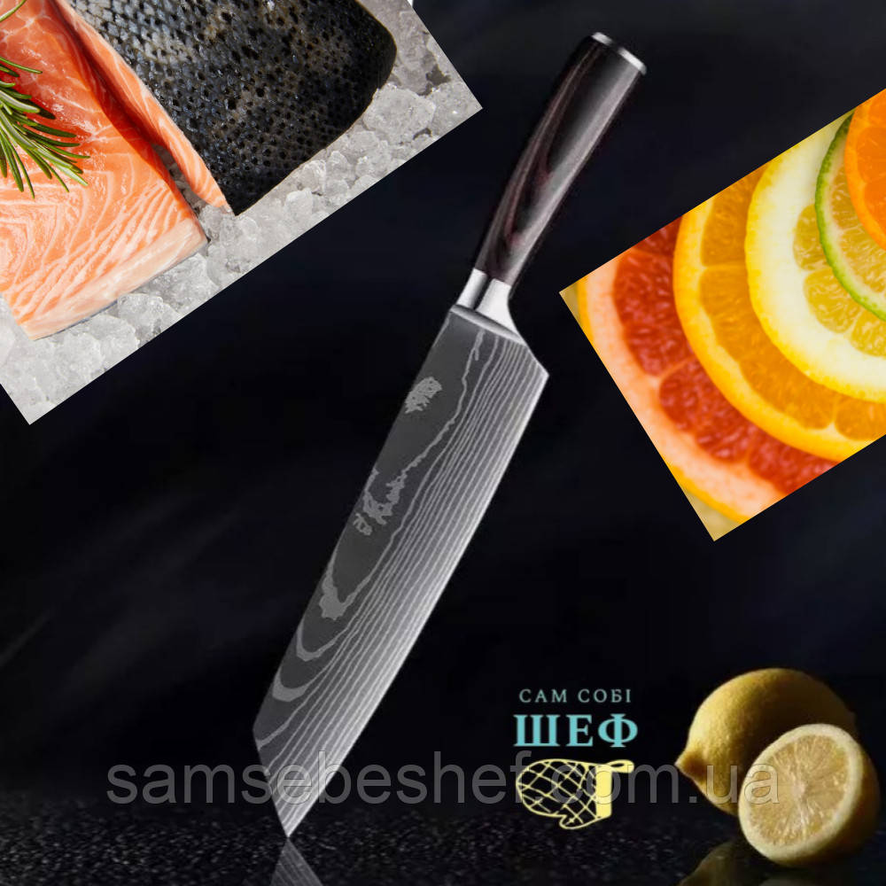 Японский нож Киритсуке Kiritsuke 18 см Damascus Style, фото 1