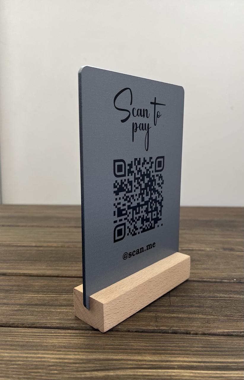 Пластикова табличка з QR-кодом на дерев'яній основі 4, фото 1
