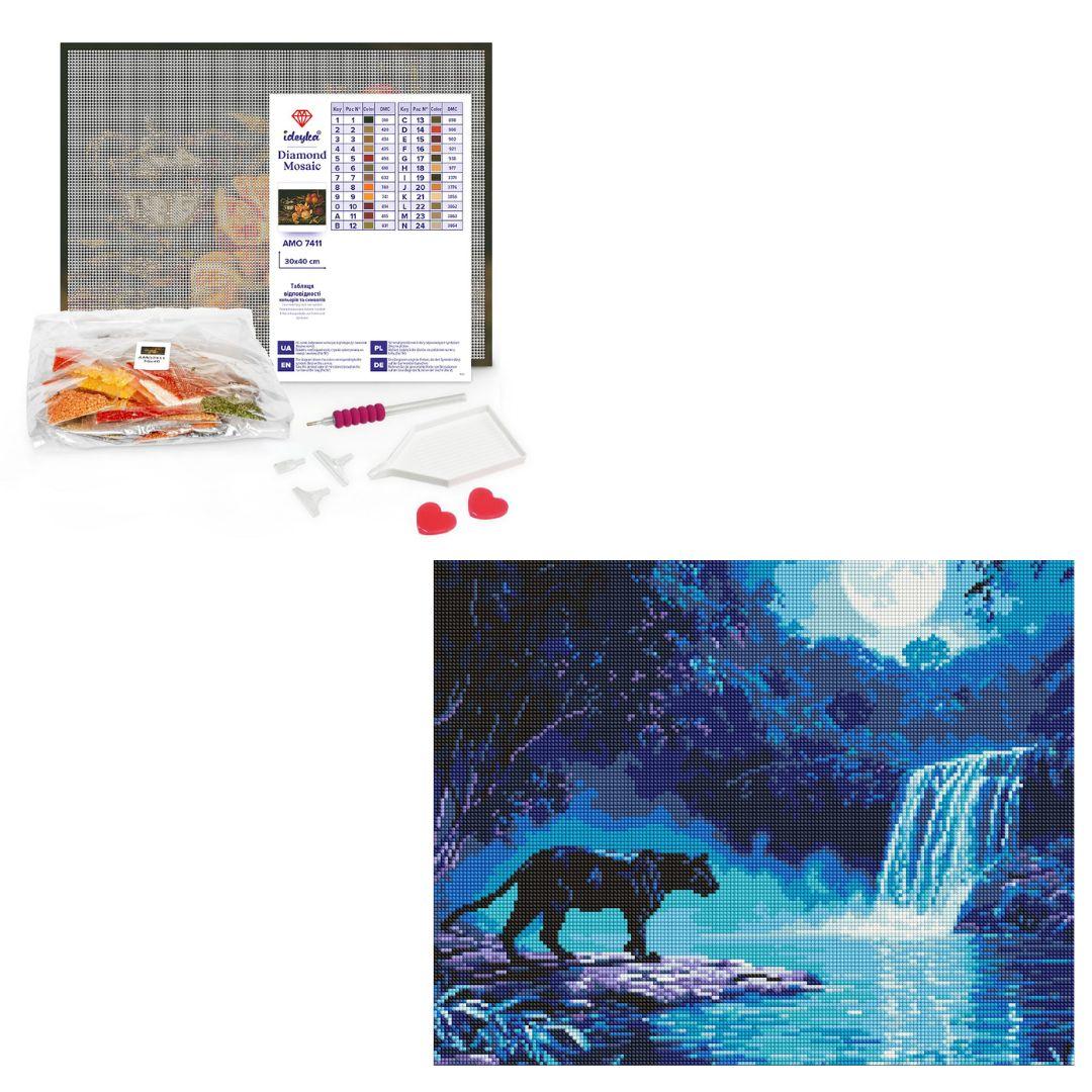 Набір з алмазною мозаїкою Ideyka Нічний хижак 40х50 см AMO8184, фото 1