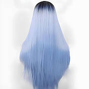 Довга блакитна перука омбре RESTEQ 66 см, пряме волосся градієнт, перуки з високоякісних синтетичних волокон