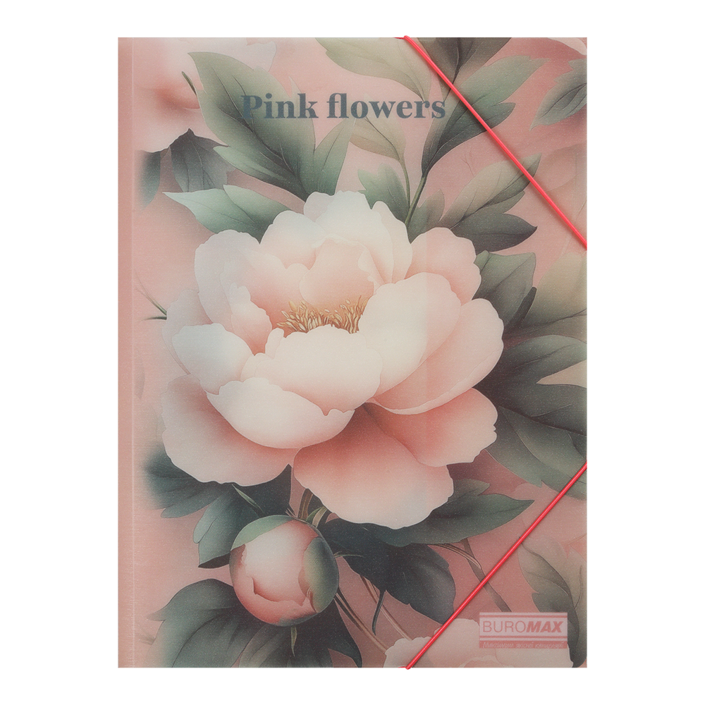 Папка на гумках ARABESKI, А4, матовий непрозорий пластик, рожевий, фото 1