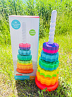 Пірамідка 31403 висота 35,5см, гвинтова пірамідка, спіральна пірамідка, кільця (текстурні), в коробці 13,5-36-8см, фото 7