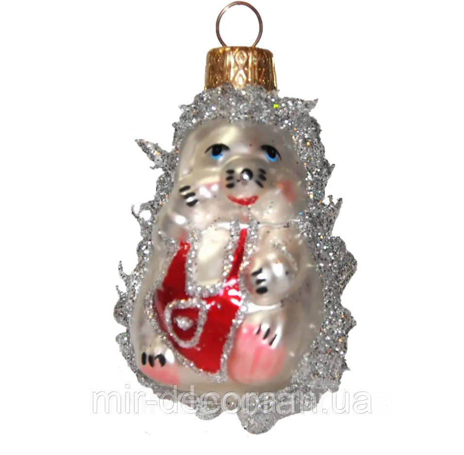 Формова ялинкова іграшка зі скла "Їжачок", фото 1