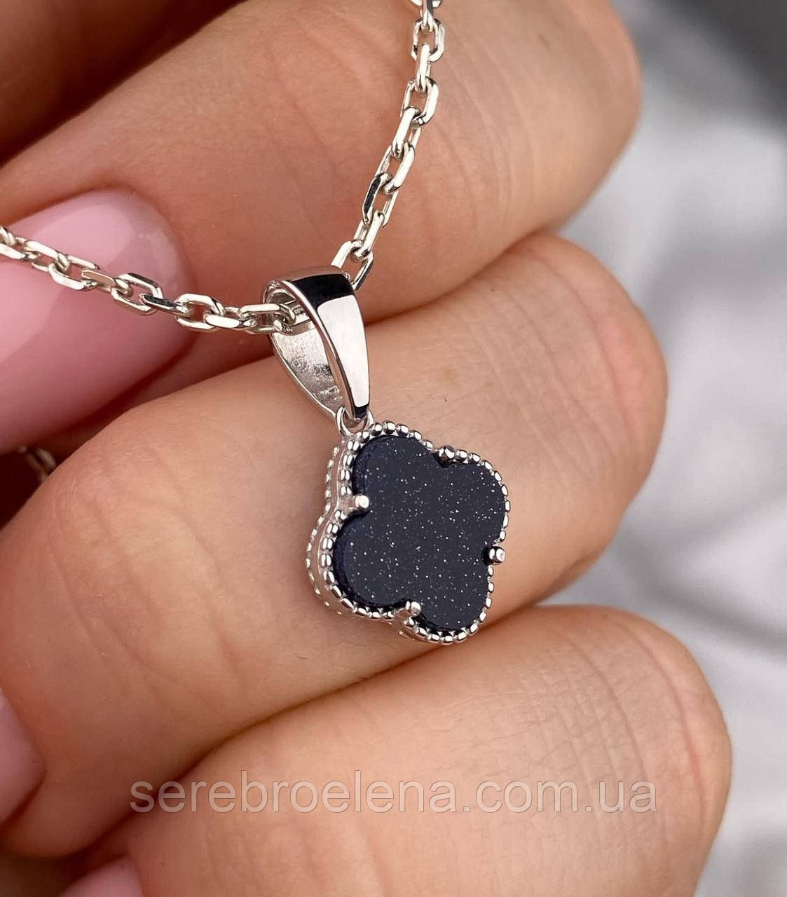 Срібний кулон конюшина, родій 1282.11р, фото 1