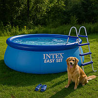 Басейн надувний Intex Easy Set 26166 457×107 см — з фільтр-насосом, тентом, підстилкою та драбинкою, 12430 л, фото 3