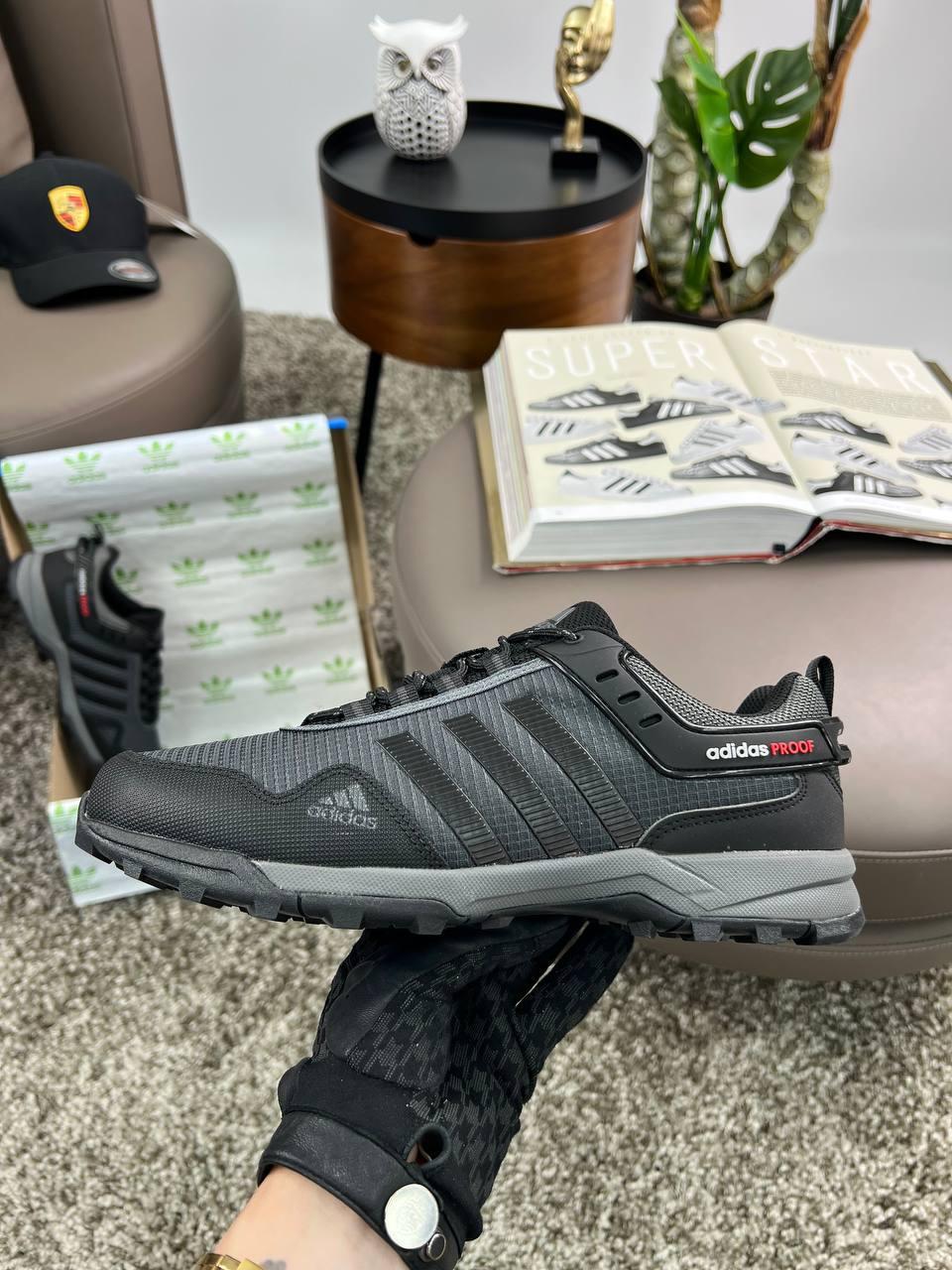 Чоловічі кросівки нубук текстиль Adidas Climaproof Black Grey, кеди Адідас нубук текстиль. Чоловіче взуття, фото 1