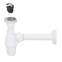 Сифон 1 1/4" d32мм для раковини з пробкою на ланцюжку Wirquin