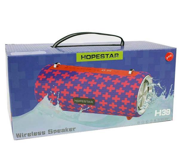 Портативна Bluetooth колонка Hopestar H39 з вологозахистом Синя з червоним