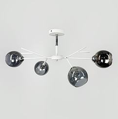 Люстра на 4 графітових плафони в білому корпусі 75х22 см 088N/4 WT+CH+GR