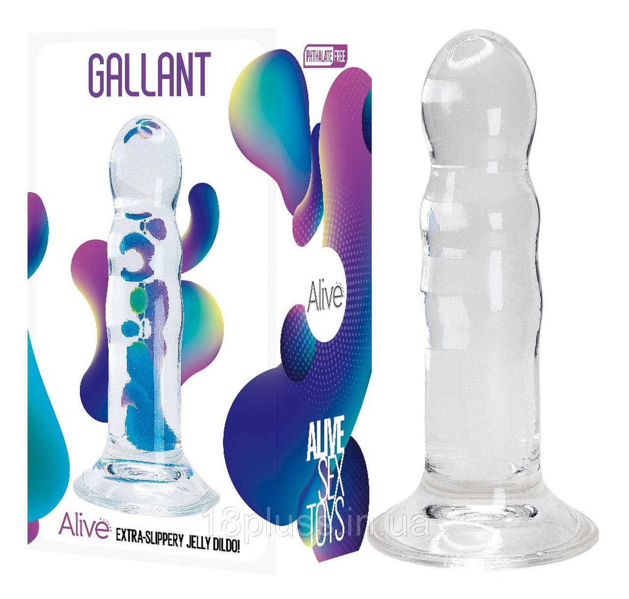 Прозорий гелевий ділдо на присосці Alive Gallant Clear Dildo – компактний, м’який та універсальний, фото 1