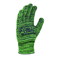 Рукавички 15700 трикотаж неповний облив з малюнком ПВХ помаранч.манжет клас 10 зелений Fora ДКГ