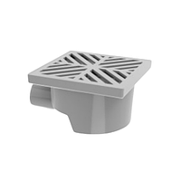 Трап душовий d50мм горизонт.випуск пластик.решітка 150*150мм + гідрозатвор SantehPlast