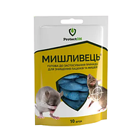 Принада для знищення гризунів 43гр парафінові брикети Мишливець Protecton