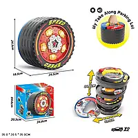 Іграшка паркінг у вигляді колеса з машинками звук зі світлом SK-571XA на батарейках