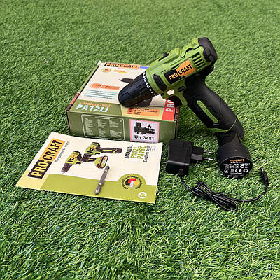 Шуруповерт Procraft PA12Li COMPACT (12В, 1.5Ач, 20Нм, 2 АКБ) Акумуляторний шуруповерт Прокрафт PA-12Li