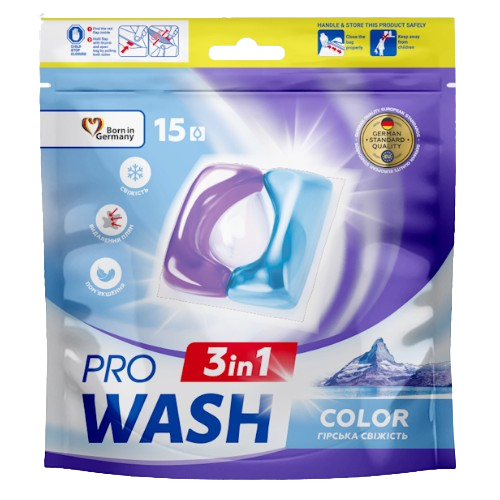 Капсули для прання Гірська свіжість 15шт (дой-пак) ProWash 2К