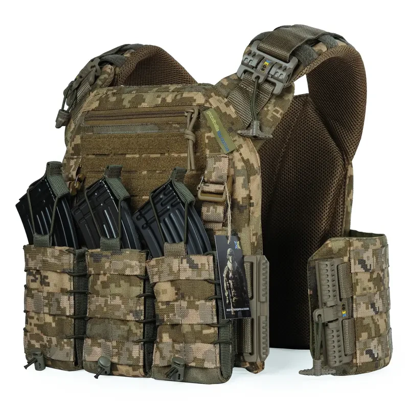 Плитоноска Warmor gen.3 Pro Піксель ММ14. Сиcтема швидкого скидання. 3 підсумки, фото 1