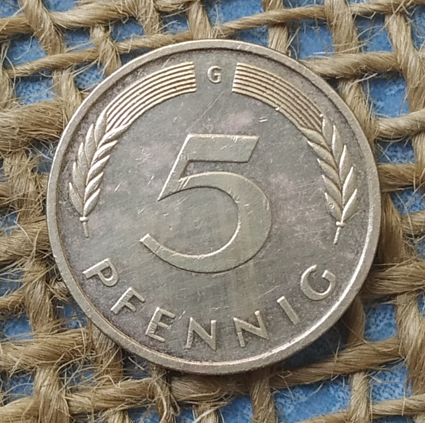 5 пфенiгiв 1989 року. (G) Нiмеччина - ФРН, фото 1