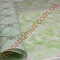 Клейонка кухонна 0,8мм*0,6м*20м силікон лазерна срібло/зелений 001 A-2 Bona Domus