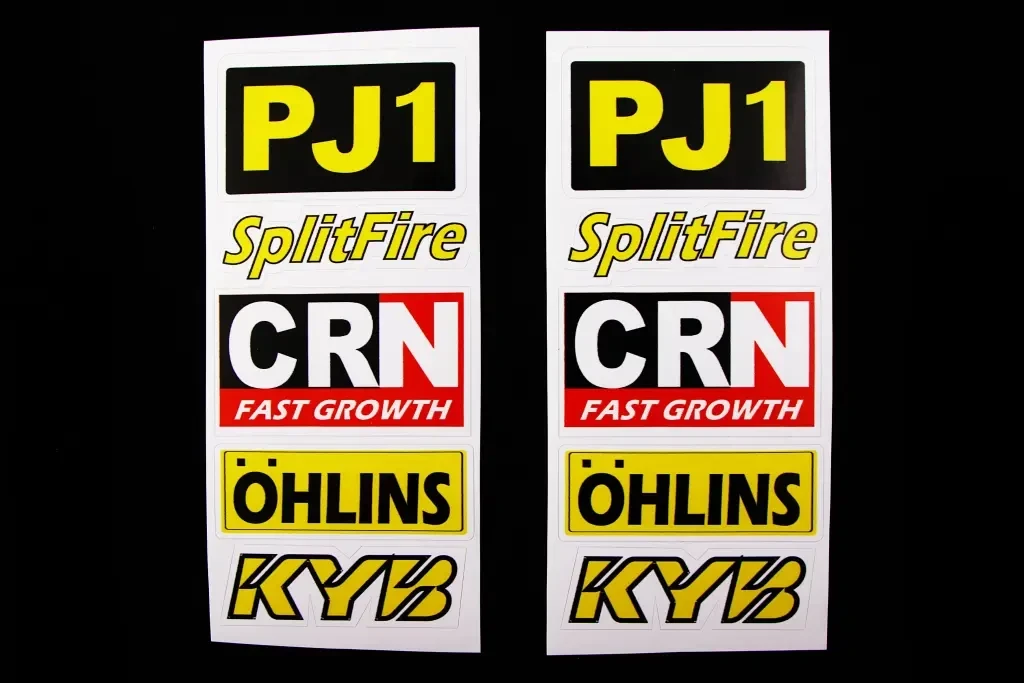 Наклейка Набір на мопед PJ1, Splitfire, Crn, Ohlins, Kyb (2 шт.), фото 1