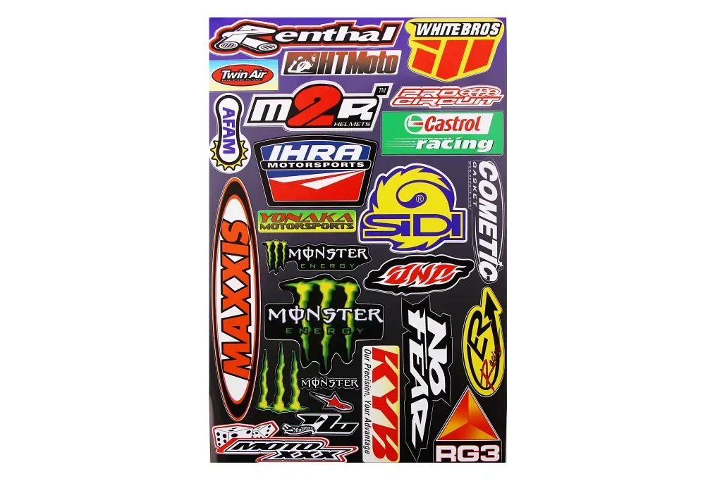 Наклейка Набір на мопед Renthal, White Bros, HTMoto, M2R, Maxxis, Monster, Motoxxx, фото 1
