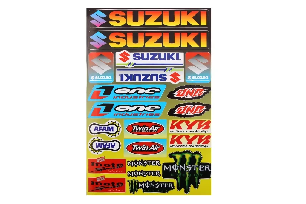 Наклейка Набір на мопед Suzuki, One industries, KYB, Twin Air, Afam, Moto Sport, Monster, фото 1