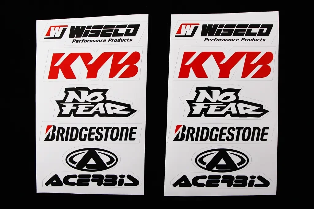 Наклейка Набір на мопед Wiseco, Kyb, NoFear, Bridgestone (2 шт.), фото 1