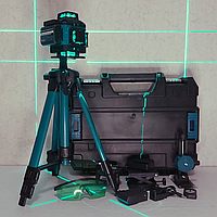 Лазерний 4D рівень 16 ліній, 360 °, 2 акб, пульт, дисплей, штатив, універсальний нівелір в кейсі.