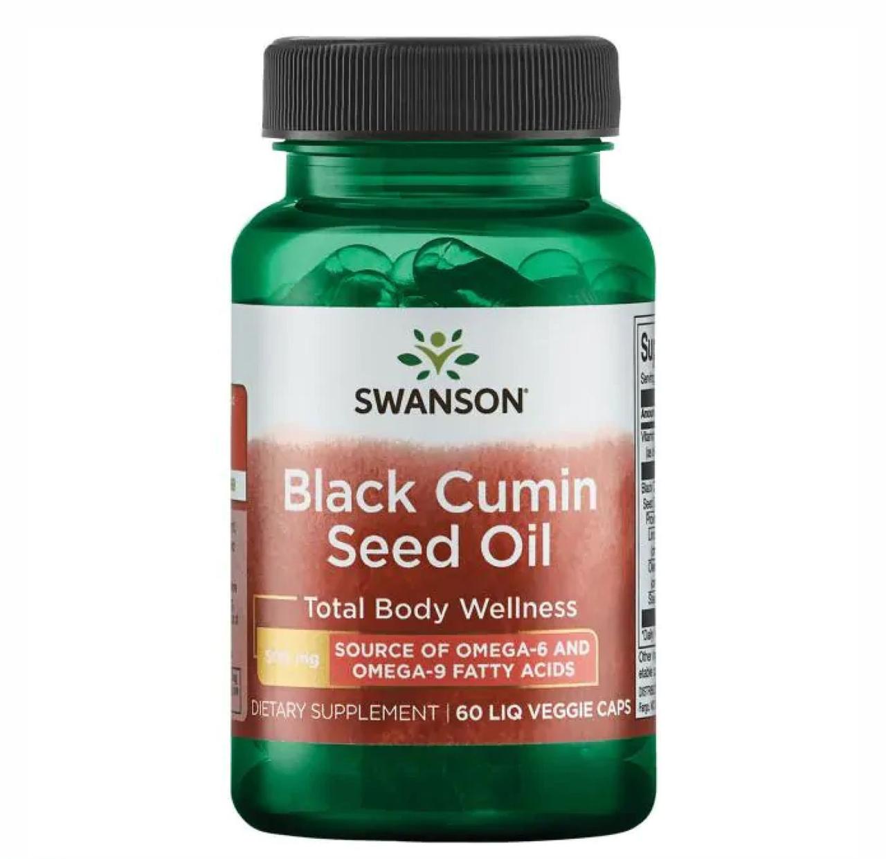 Олія насіння чорного кмину Swanson Black Cumin Seed Oil, 500 мг, 60 рослинних капсул, фото 1