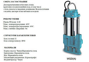 Фекальний насос 0,55 кВт (14 мᵌ/год | 12 м) Opera WQD 10-8-0,AF 55, фото 2