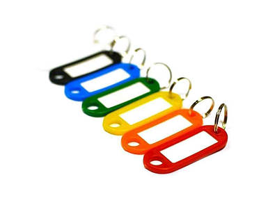 Брелок для ключів для офісу/складу/підприємства пластмасовий з кільцем 50х22мм фіолетовий ТМ Китай FG