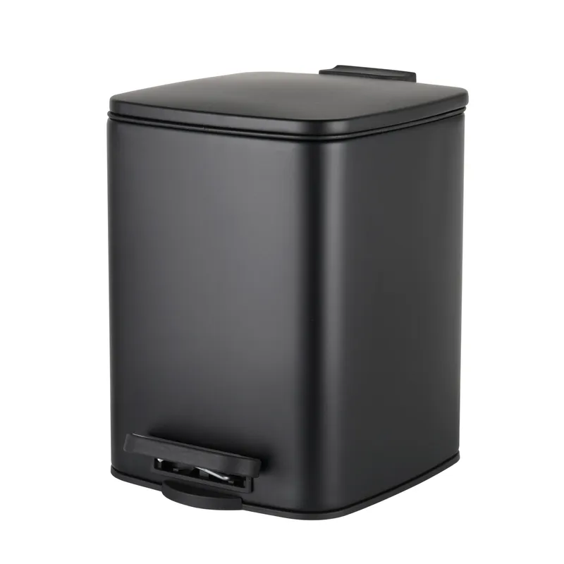 Відро для сміття з плавним закриванням квадратне Zerix Kubix-TC0106 Black 6 л колір чорний (ZX5890), фото 1