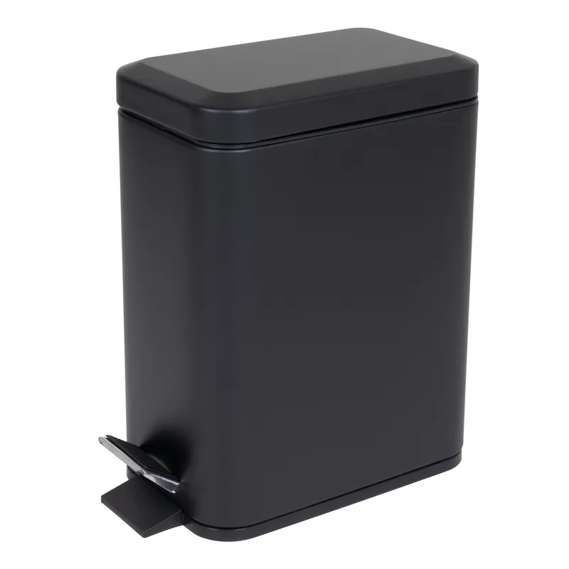 Відро для сміття з плавним закриванням прямокутне Zerix Sansa-TC0105 Black 5 л колір чорний (ZX5894), фото 1