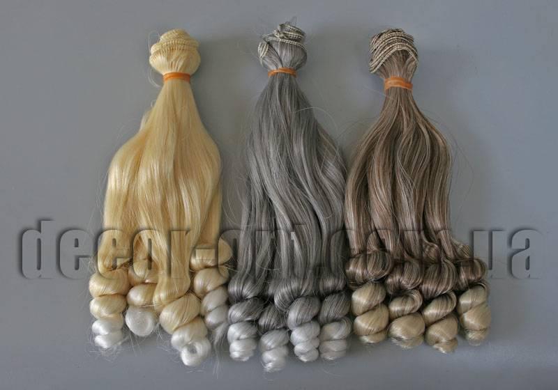 Волосся дрібні напівзакручені омбре 17-19 см/~1м
