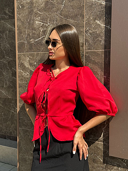 Елегантна жіноча блузка з рукавами-ліхтариками Червоний