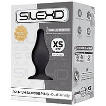 Анальна пробка термореактивна Silexd Plug Model 2 конічної форми, чорна, XS, фото 5
