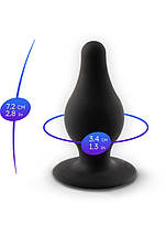 Анальна пробка термореактивна Silexd Plug Model 2 конічної форми, чорна, S, фото 4