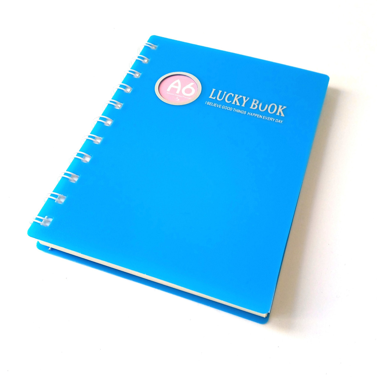 Блокнот Lucky book №7150 на пружині, А6, блакитний, 80 аркушів, фото 1