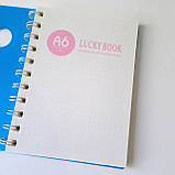 Блокнот Lucky book №7150 на пружині, А6, блакитний, 80 аркушів, фото 2