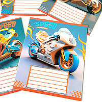 Зошит в косу лінію, 12 аркушів, з додатковою лінією, кольорова обкладинка "Транспорт"