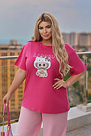 Трендова футболка жіноча з принтом Labubu Little Wild Батал