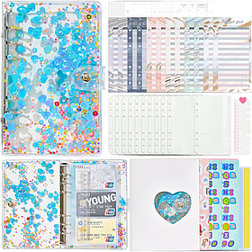 Блокнот-планер для фінансів формат А6, планер бюджету та зберігання грошей, органайзер прозорий з блискітками