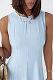 Універсальна жіноча сукня міді без рукавів блакитна легка літня сукня розмір Л, фото 5